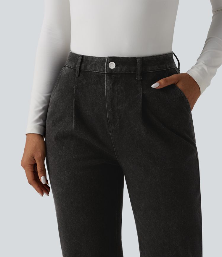 jean halara flex taille haute coupe droite décontractée 78 avec poches