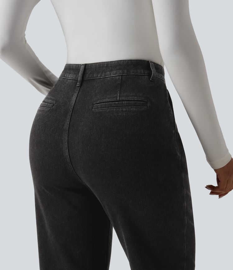 jean halara flex taille haute coupe droite décontractée 78 avec poches