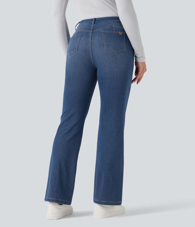 jean halara flex denim heat taille mi-haute coupe évasée décontractée avec poches
