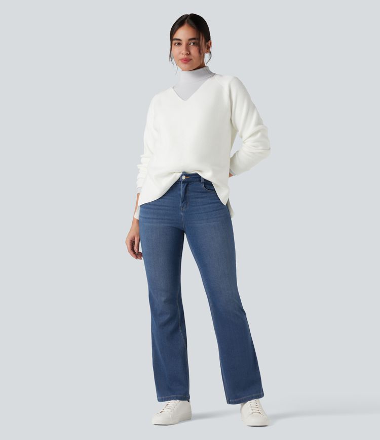 jean halara flex denim heat taille mi-haute coupe évasée décontractée avec poches