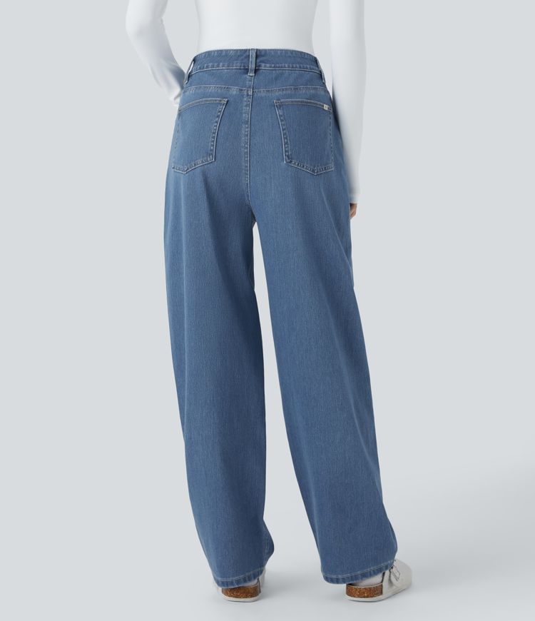 jean ample décontracté à taille haute et poches halara flex