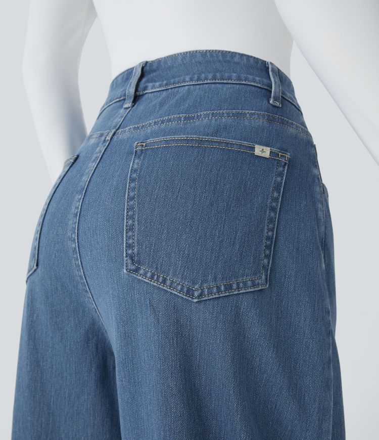 jean ample décontracté à taille haute et poches halara flex