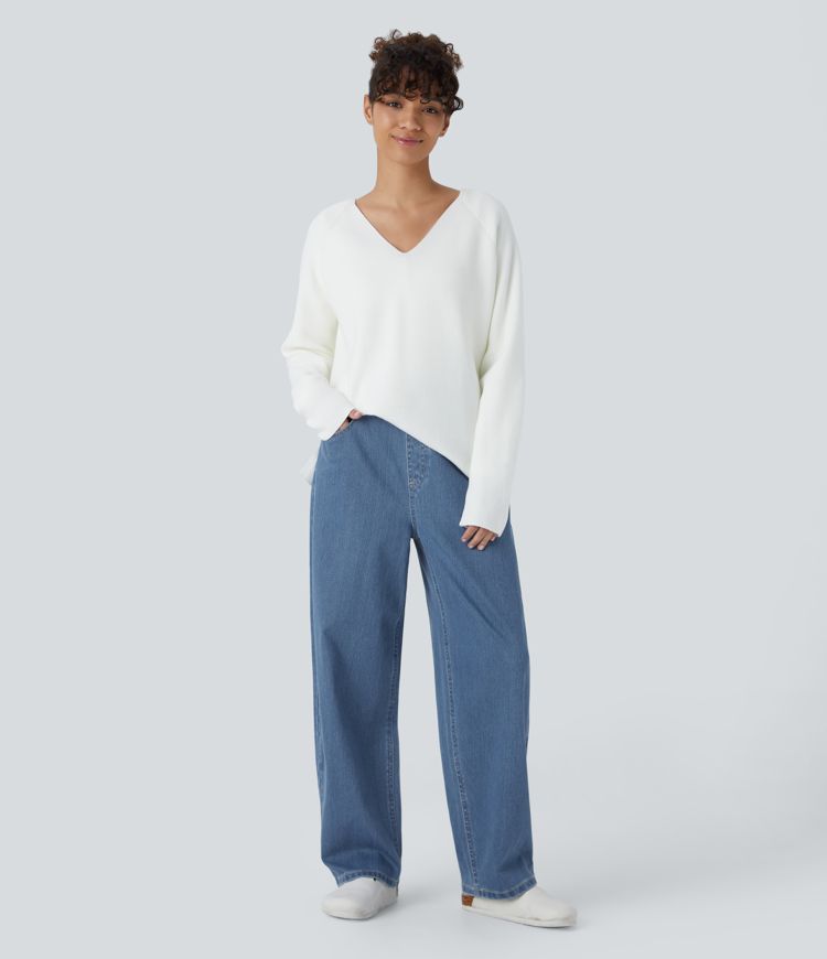 jean ample décontracté à taille haute et poches halara flex