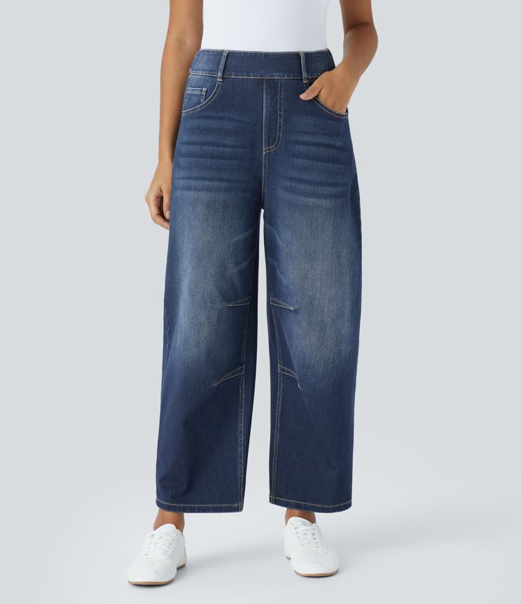 jean décontracté halara flex taille mi-haute à poches et jambes fuselées