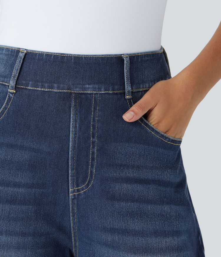 jean décontracté halara flex taille mi-haute à poches et jambes fuselées