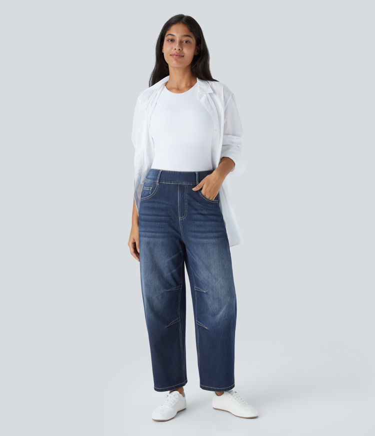 jean décontracté halara flex taille mi-haute à poches et jambes fuselées