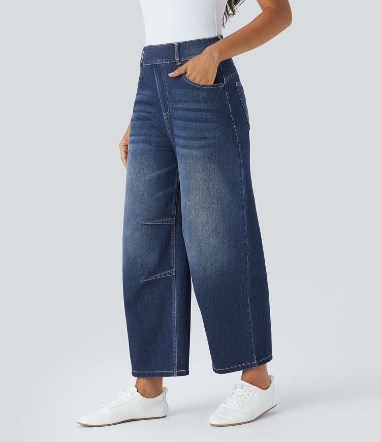 jean décontracté halara flex taille mi-haute à poches et jambes fuselées
