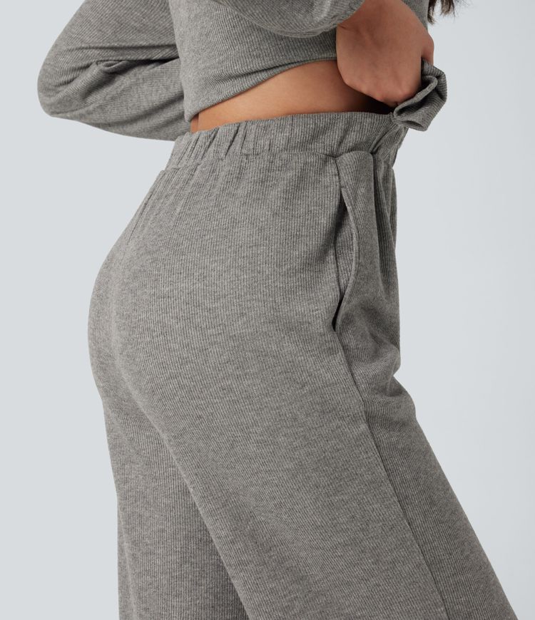 combinaison décontractée à manches longues jambes larges et demi-zip avec poches - Édition easy peezy