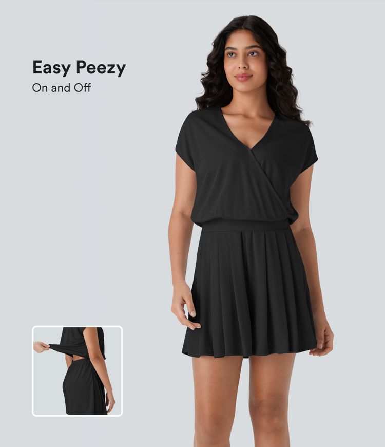 combinaison décontractée à manches courtes et col en v avec poches - Édition easy peezy