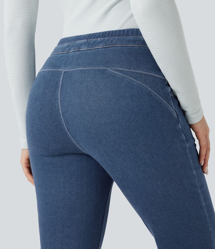 leggings évasés décontractés taille haute à cordon de serrage halara flex denim heat avec poches