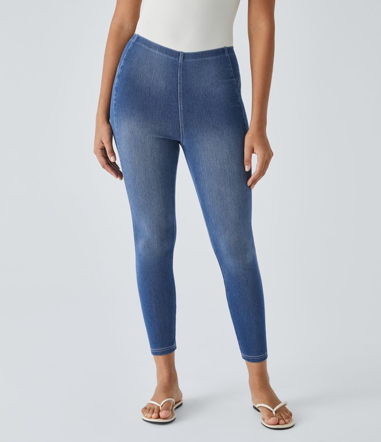 leggings décontractés en denim 78 à enfiler halara flex taille mi-haute avec poches