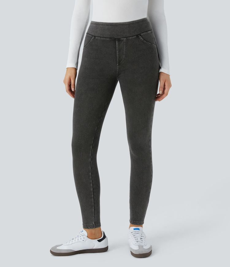 leggings décontractés taille haute à poches halara flex denim heat
