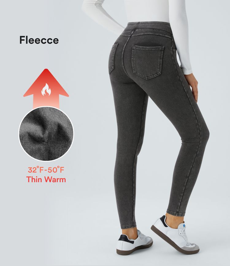 leggings décontractés taille haute à poches halara flex denim heat