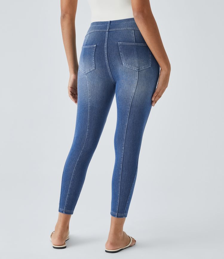 leggings décontractés en denim 78 à enfiler halara flex taille mi-haute avec poches