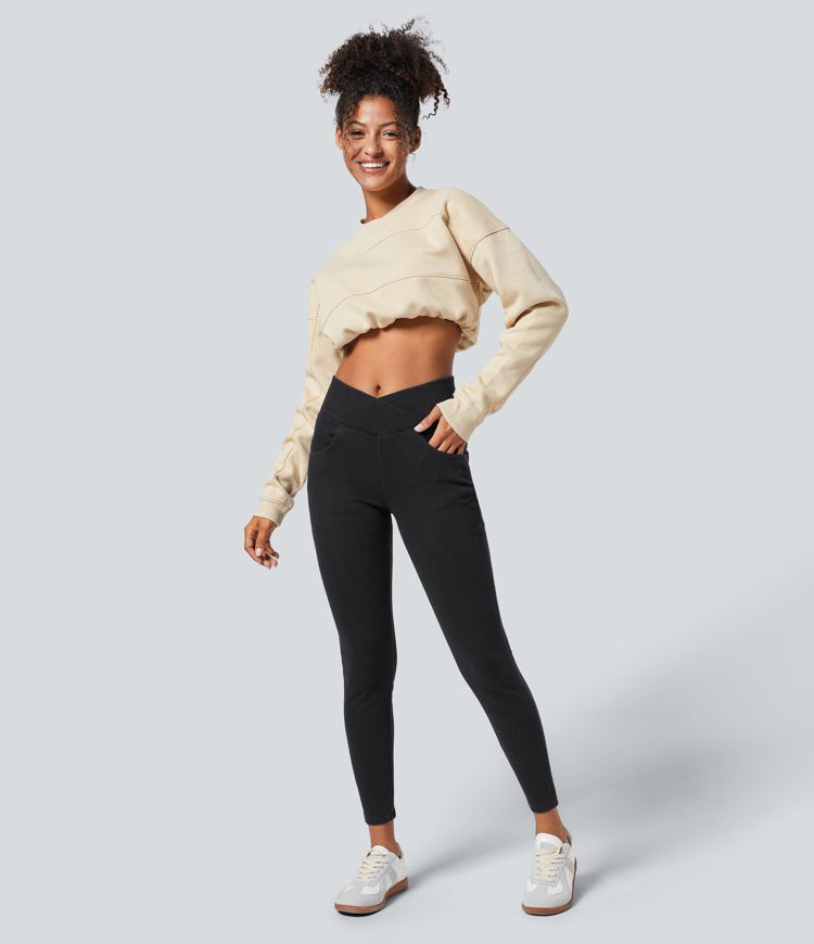 leggings 78 décontractés en denim halara flex heat taille haute poches croisées