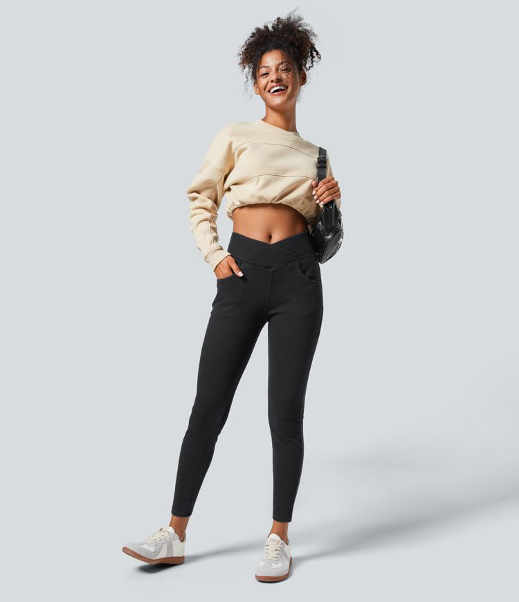 leggings 78 décontractés en denim halara flex heat taille haute poches croisées