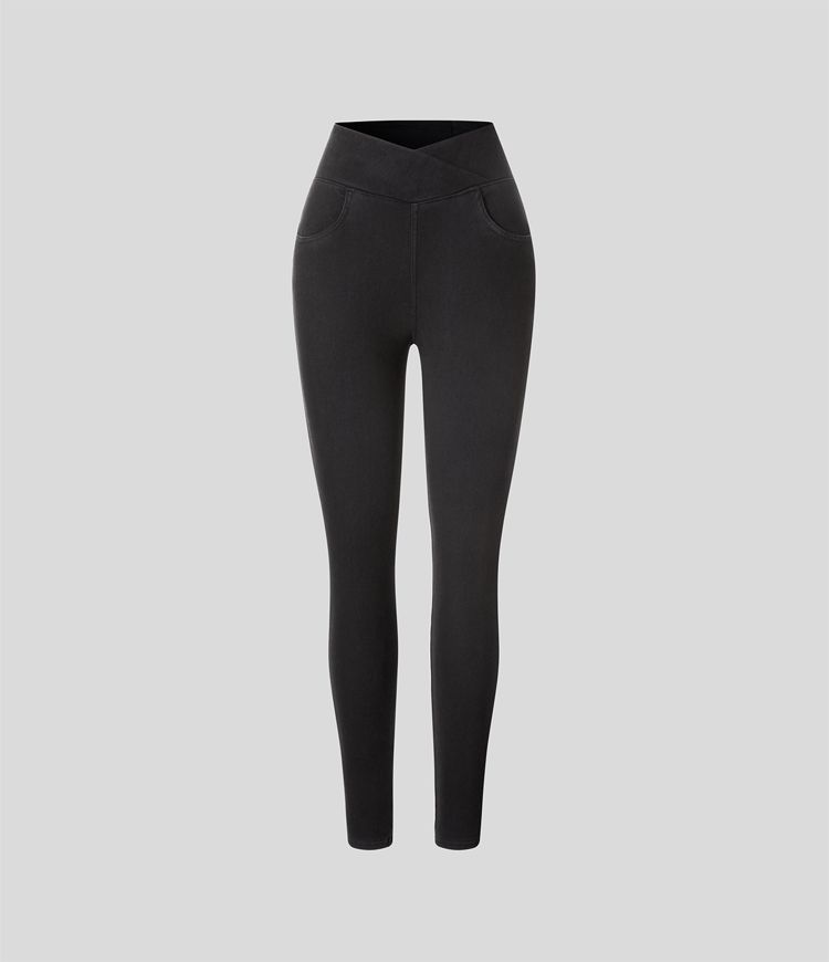 leggings 78 décontractés en denim halara flex heat taille haute poches croisées