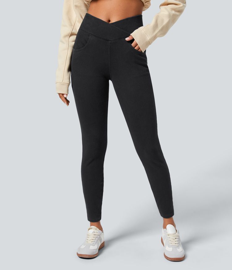 leggings 78 décontractés en denim halara flex heat taille haute poches croisées