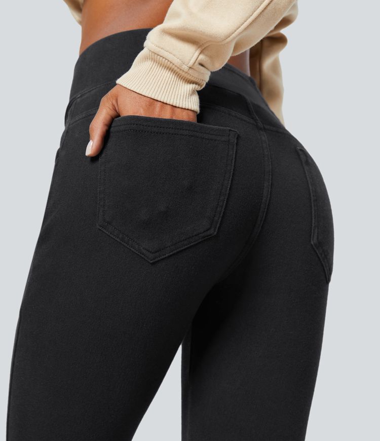 leggings 78 décontractés en denim halara flex heat taille haute poches croisées