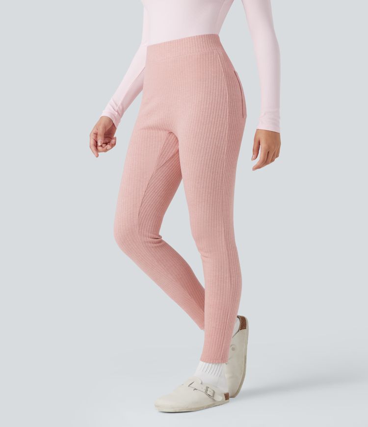 legging 78 taille haute en maille côtelée avec poches