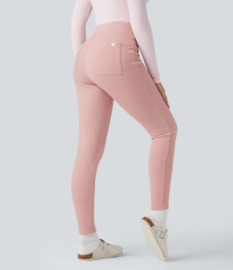 legging 78 taille haute en maille côtelée avec poches