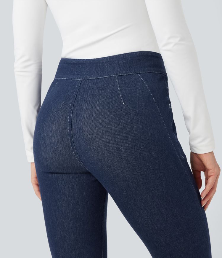 leggings décontractés en denim taille mi-haute halara flex 78 avec poches