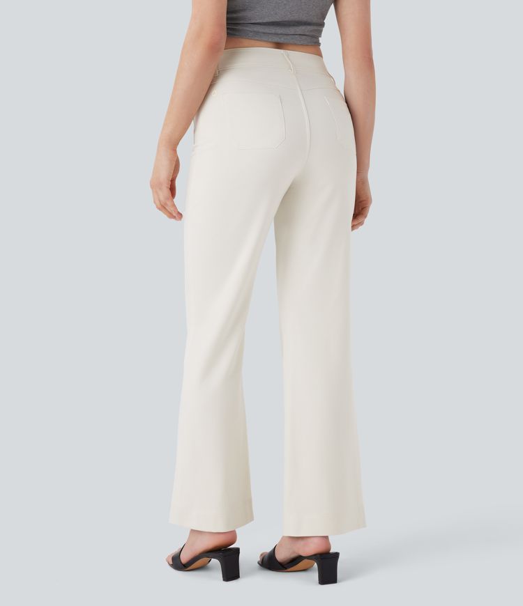 pantalon décontracté à poches taille mi-haute