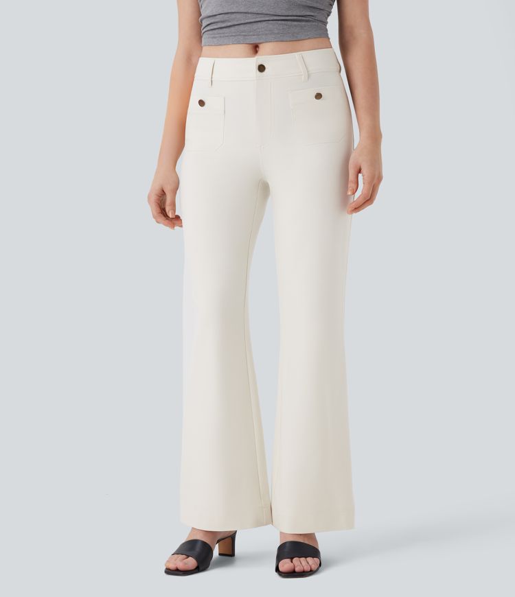 pantalon décontracté à poches taille mi-haute