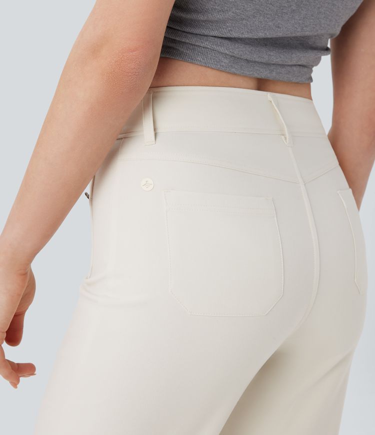 pantalon décontracté à poches taille mi-haute
