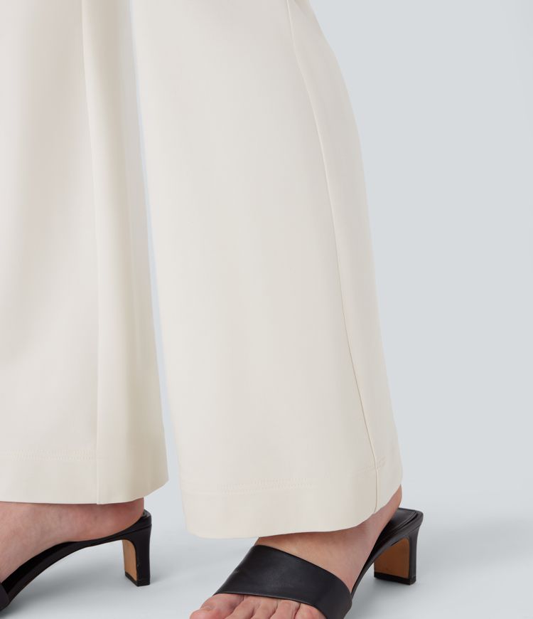 pantalon décontracté à poches taille mi-haute