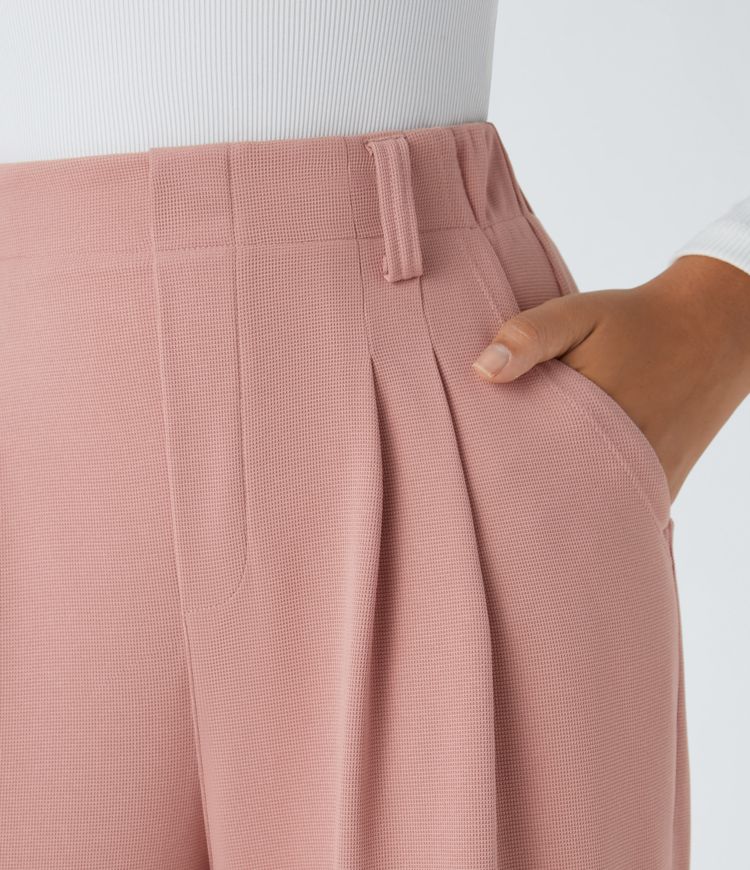 pantalon de travail halara flex à taille haute poches et jambes larges en tissu gaufré