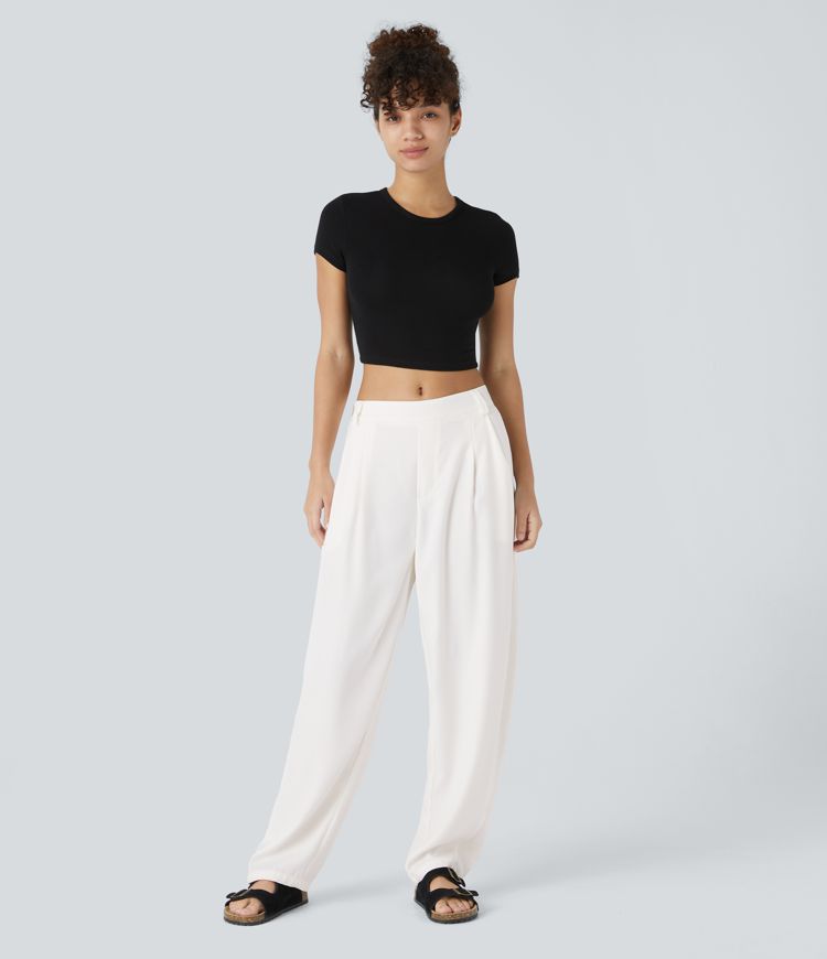 pantalon de travail halara flex taille mi-haute à poches et jambes fuselées