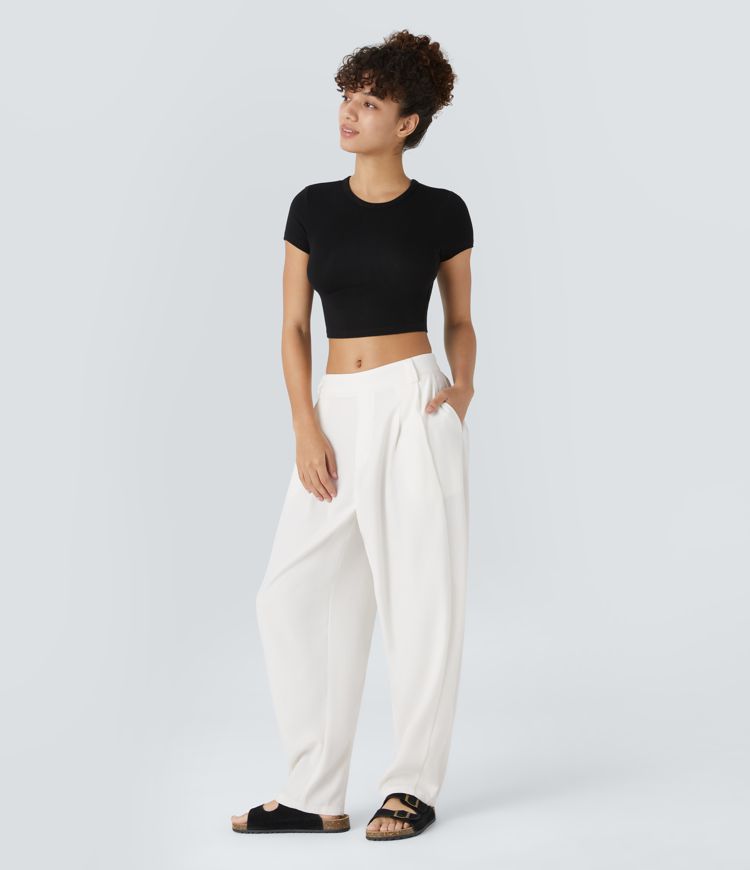 pantalon de travail halara flex taille mi-haute à poches et jambes fuselées