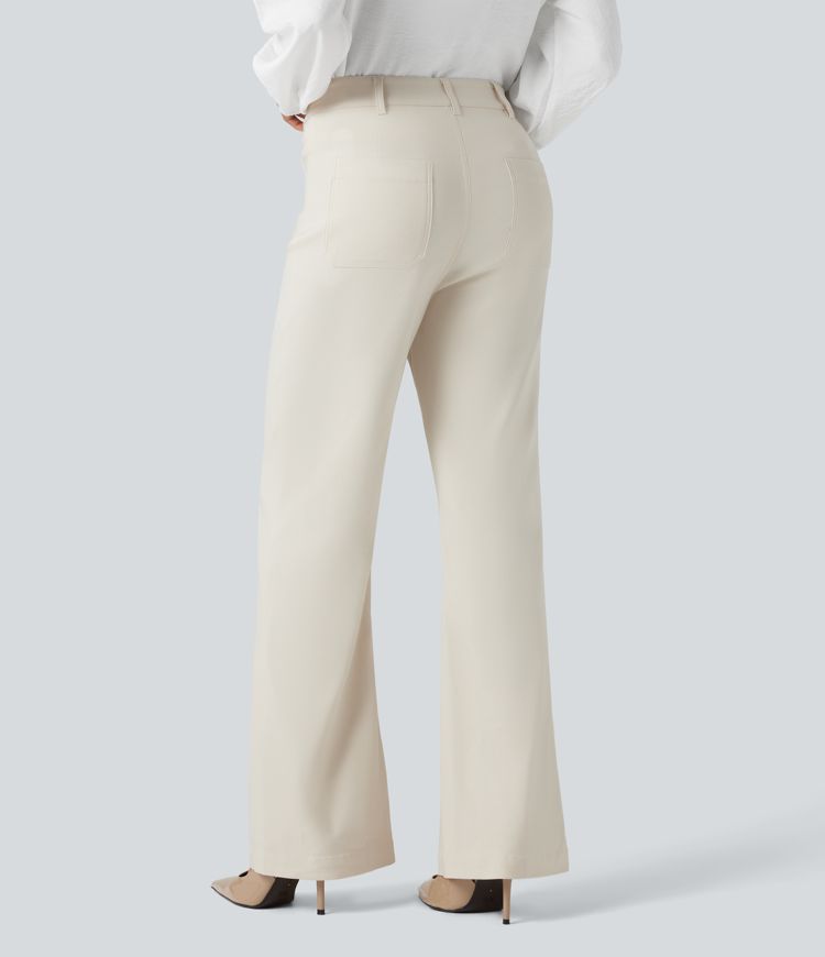 pantalon de travail évasé taille haute avec poches