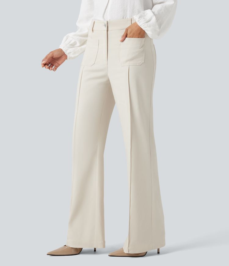 pantalon de travail évasé taille haute avec poches