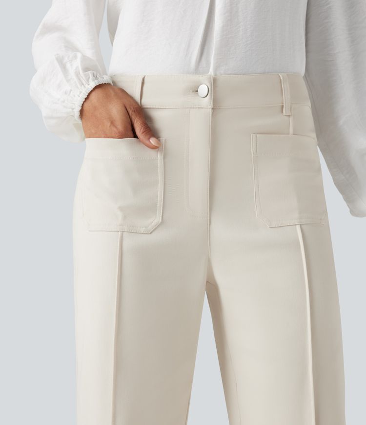 pantalon de travail évasé taille haute avec poches