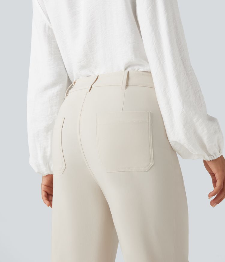 pantalon de travail évasé taille haute avec poches