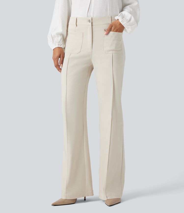 pantalon de travail évasé taille haute avec poches