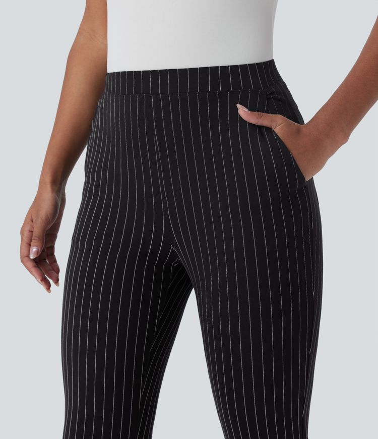 pantalon de travail slim à rayures et poches halara flex taille haute respirant et confortable