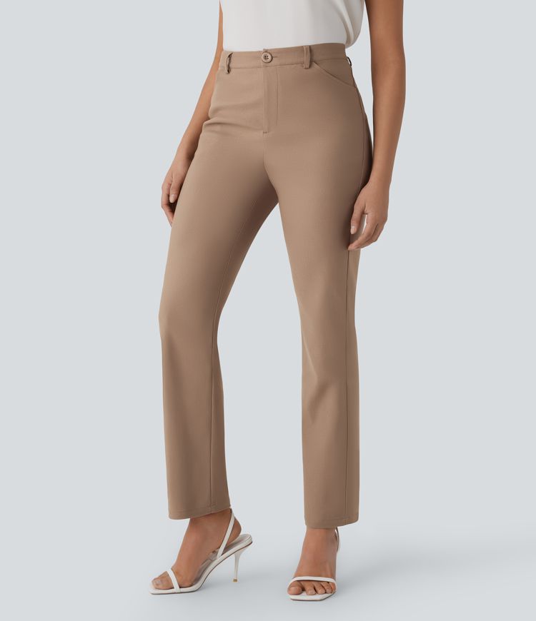 pantalon de travail à taille mi-haute et poches zippées