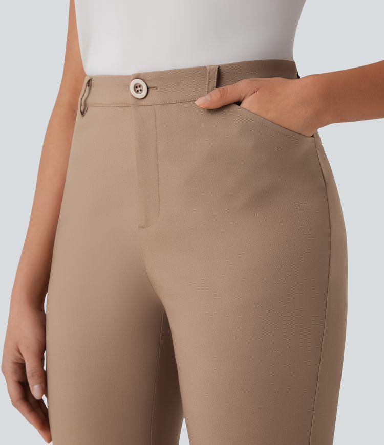 pantalon de travail à taille mi-haute et poches zippées