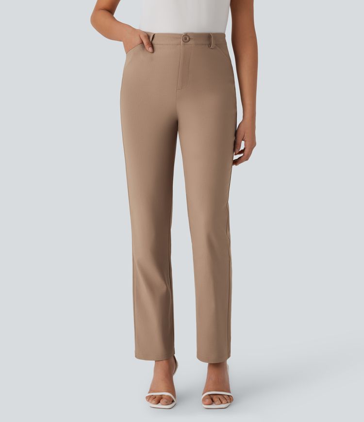 pantalon de travail à taille mi-haute et poches zippées