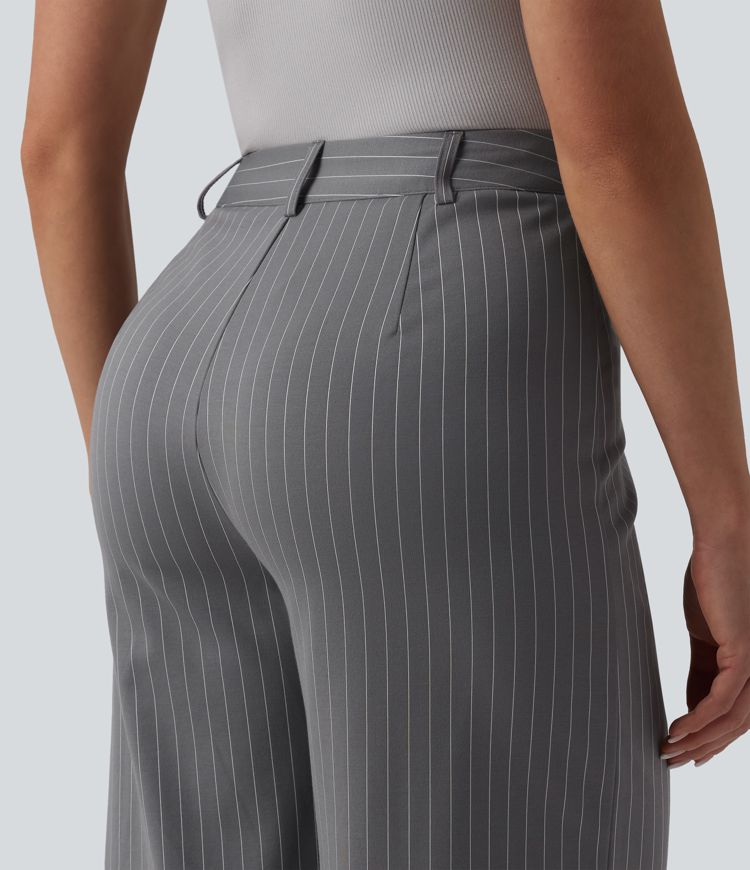 pantalon de travail halara flex à taille mi-haute jambes larges rayé et doux au toucher avec poches