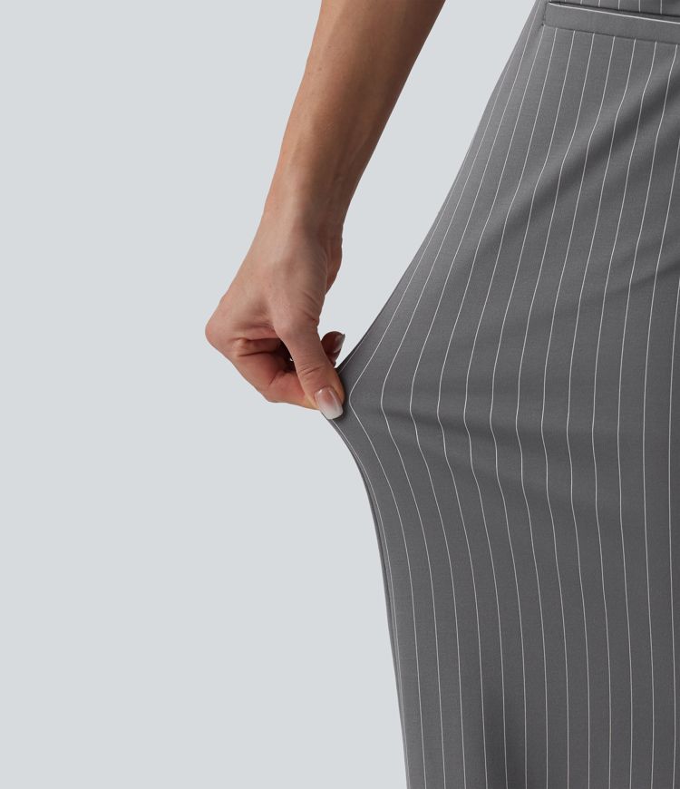 pantalon de travail halara flex à taille mi-haute jambes larges rayé et doux au toucher avec poches
