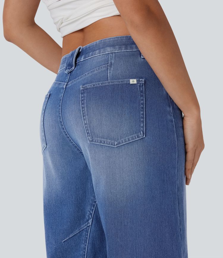 halara flex short bermuda décontracté en denim délavé taille basse avec poches