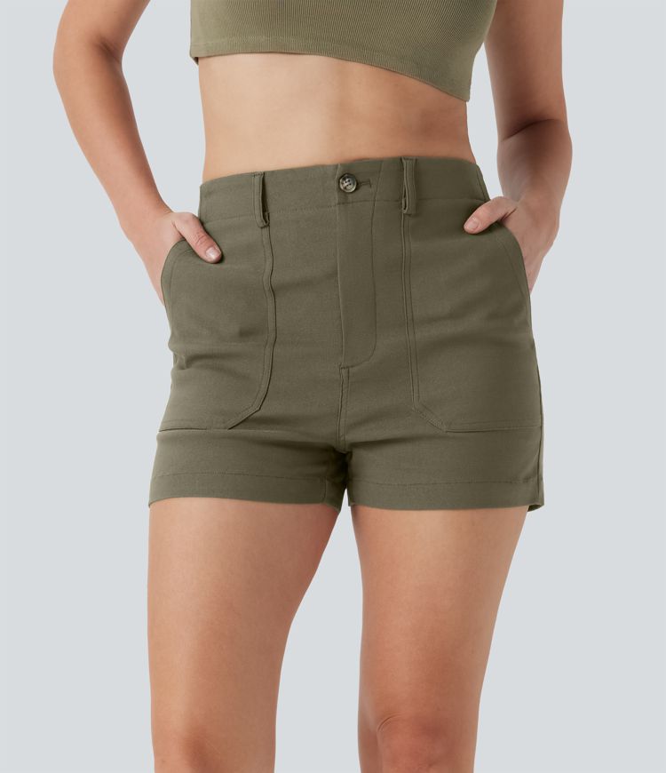 short décontracté taille haute avec poches