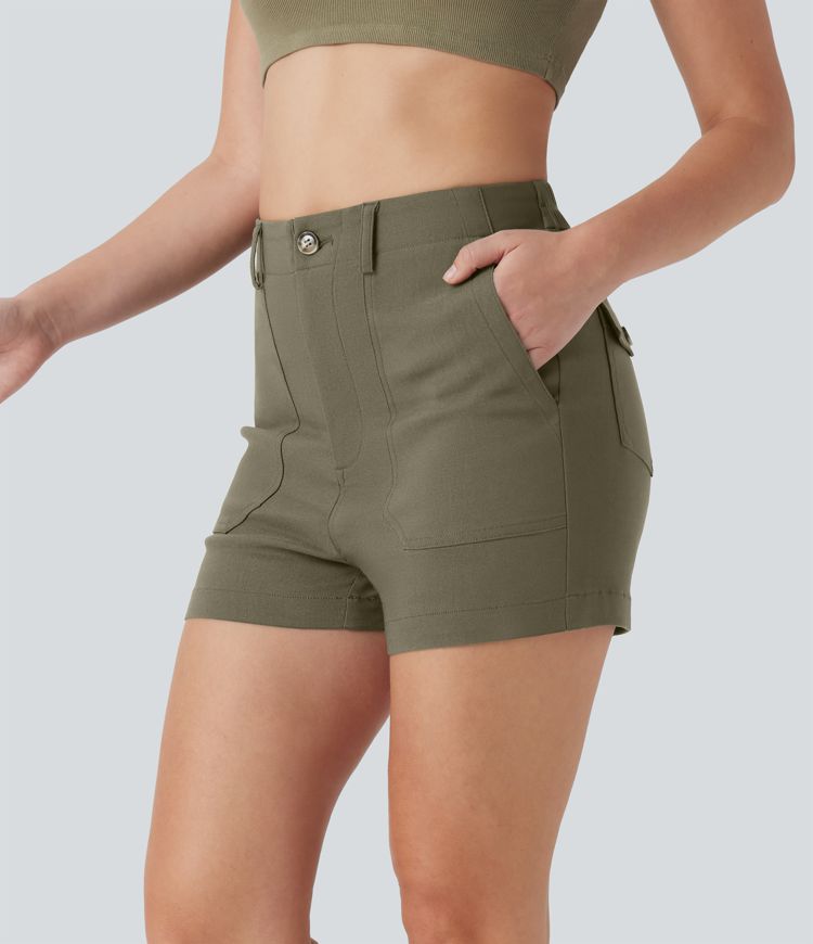 short décontracté taille haute avec poches