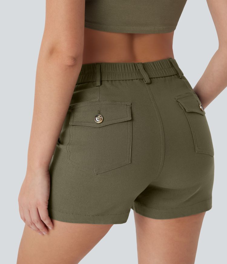 short décontracté taille haute avec poches