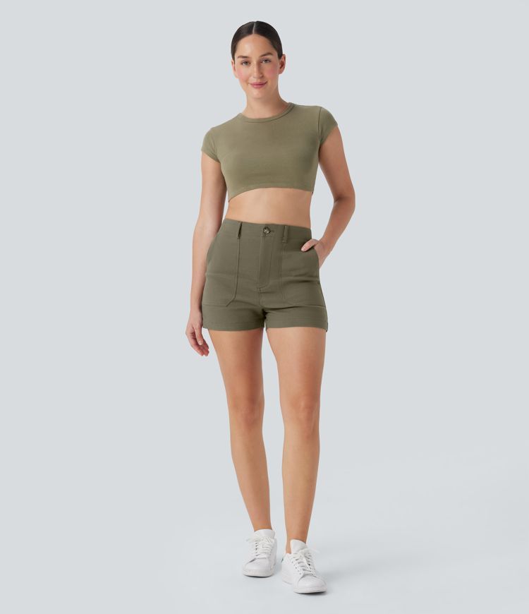 short décontracté taille haute avec poches