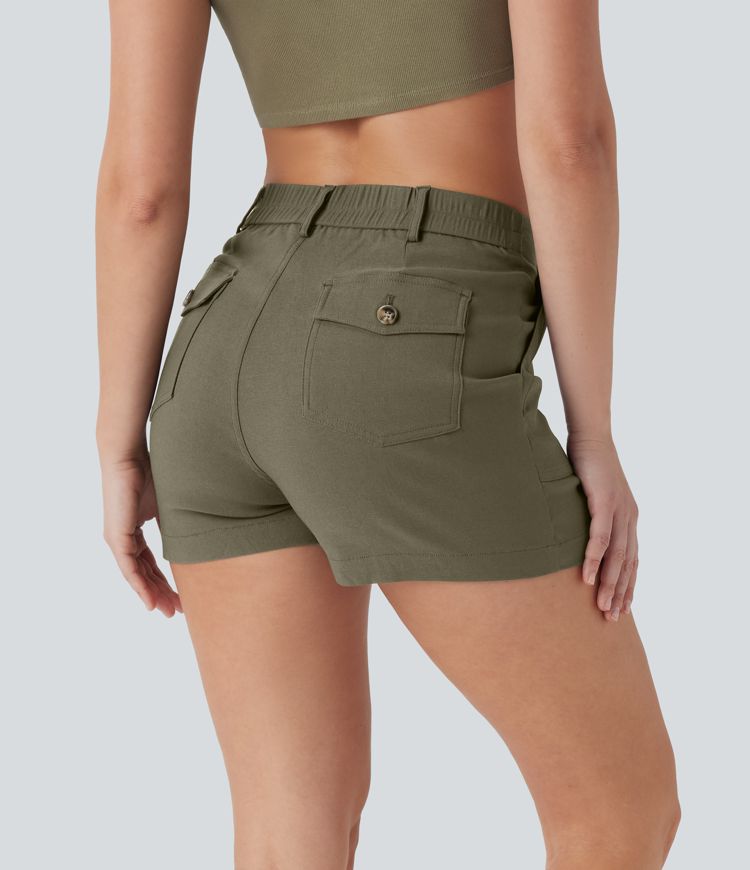 short décontracté taille haute avec poches